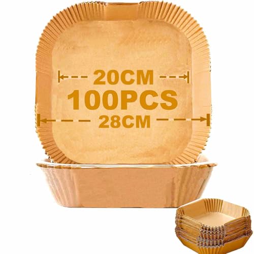 Backpapier für Heißluftfritteuse, 100 Stück 20cm Airfryer Paper für Cosori 5,5L XXL/Philips/Princess/Tefal 5.0-6.0L Airfryer Zubehör von Jeffica