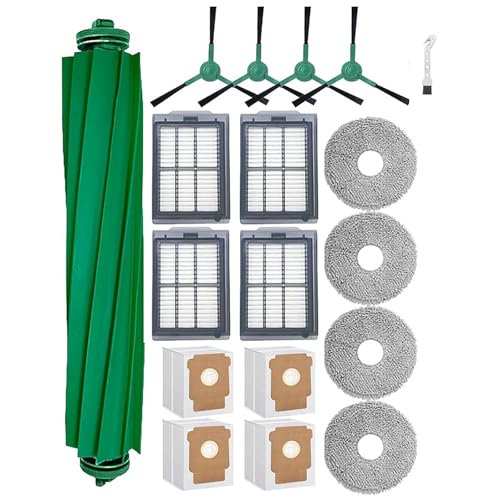 Jegehoyo 18-teilig Ersatzteilset für iRobot Roomba 405/505 Combo Roboter: 1x Hauptbürste, 4X Seitenbürsten, 4X Filter, 4X Tücher, 4X Beutel, 1x Schwanenhalsbürste von Jegehoyo