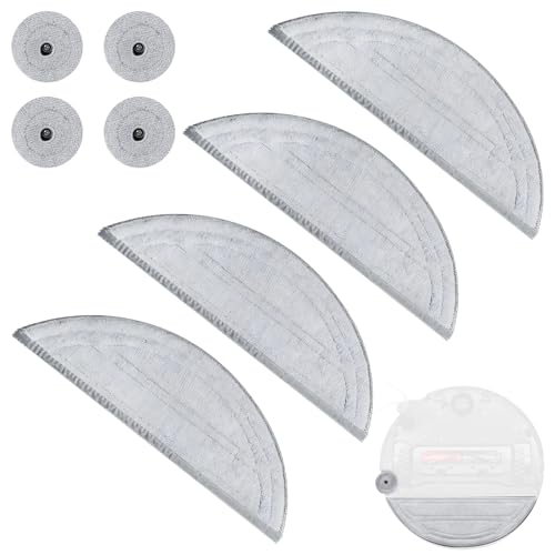 Jegehoyo Wischmopp Pads Ersatz für Roborock Saros 10 Roboter-Staubsauger-Zubehörteile, wiederverwendbares Wischtücher-Ersatzzubehör (4 Wischtücher und 4 Kantenwischmops) von Jegehoyo