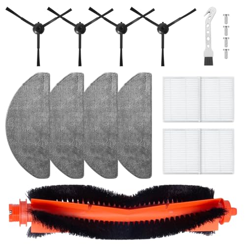 Jegehoyo Zubehör Set für Honiture V8 Pro, für Lubluelu L20 Roboter Staubsauger Teile, 1 Rollbürsten + 4 Wischtucher + 4 Hepa-Filter + 4 Seitenbürste + 1 Reinigungsbürste von Jegehoyo
