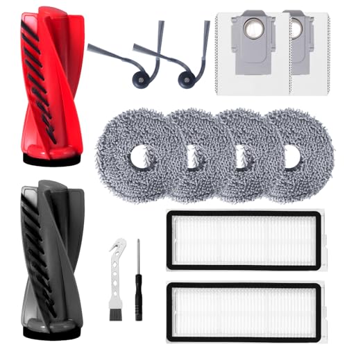 ZubehörSet für Roborock Qrevo Curve/Qrevo Edge/Qrevo S5V/Qrevo Curv S5X/Qrevo Edge S5A Saugroboter, Ersatzteile mit 1 Duodivide Hauptbürste, 2 Filter, 2 Seitenbürste, 2 Staubbeutel, 4 Wischtucher von Jegehoyo