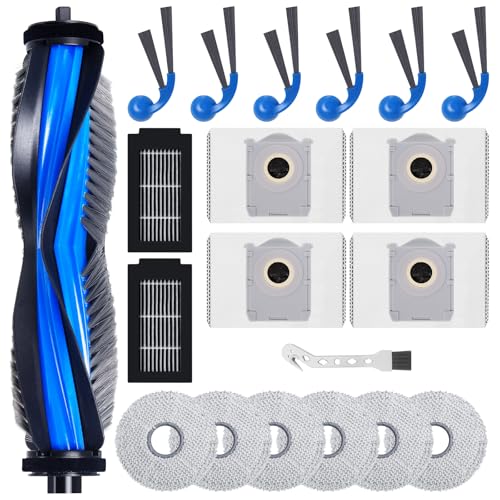 Jegehoyo Zubehörset für Ecovacs Deebot T30C Omni Staubsauger Roboter Ersatzteile, 1 Hauptbürsten, 6 Seitenbürsten, 6 Wischtücher, 2 HEPA Filter, 4 Staubbeutel, 1 Reinigungsbürste von Jegehoyo