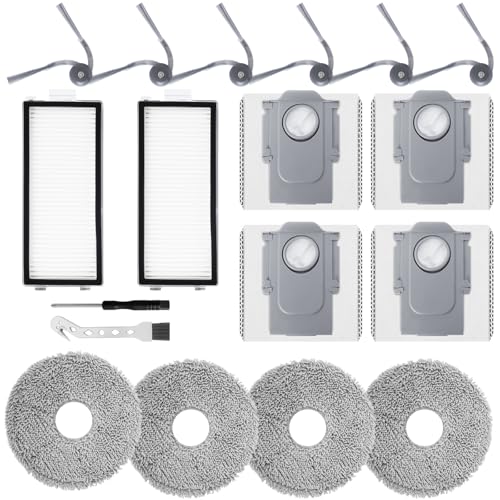 Jegehoyo Zubehörsets für Roborock Saros Z70 Saugroboter, Ersatzteile Zubehör mit 2 Filter, 6 Seitenbürsten, 4 Wischtücher Pad, 4 Staubbeutel,1 Reinigungsbürste von Jegehoyo