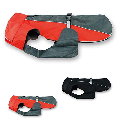Jeggo Buckle Hundemantel Allwetter Mantel Regen Jacke Hunde Weste XXS XXL (XXS, Anthrazit/Rot) von JEGGO