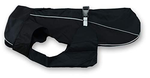 Jeggo Hundemantel Bulldogge und Mops Wasserdicht Allwetter Regen Jacke Hunde Weste (BUMO-2, Schwarz) von JEGGO