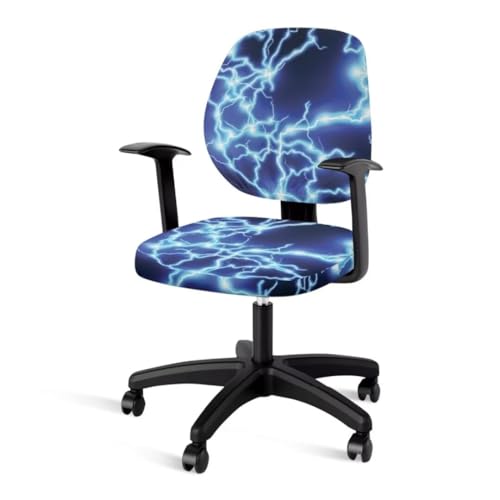 Jeiento Blue Lightning Stuhlhussen für Zuhause, Büro, staubdicht, Schreibtischstuhl, Sitzschutz, Stretch-Schonbezug für Armlehnen von Jeiento