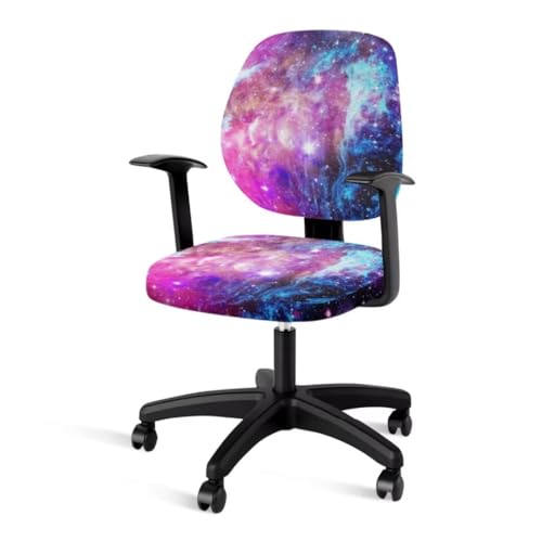 Jeiento Galaxy Space Bürostuhlbezug, elastisch und abnehmbar, drehbarer Rollstuhlbezug, Polyester, universelle Schreibtischstuhlhussen, langlebig, Gaming-Stuhlhussen von Jeiento