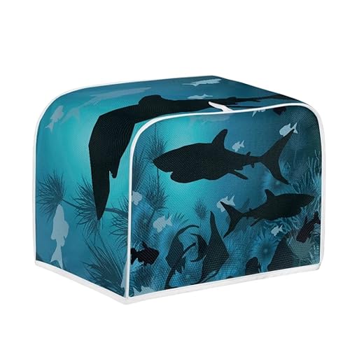 Jeiento Sea Shark Abdeckung für 4 Scheiben, für kleine Geräte, schmutzabweisend, kleine Brot-Abdeckung, Universalgröße, Mikrowelle, staubdichte Abdeckung von Jeiento