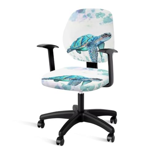 Jeiento Stretch-Stuhlbezug für Bürostuhl, Boho-Schildkröte, universal, drehbar, Schreibtisch-Sitzbezüge zum Rollen, Drehstuhl, schützender Stretch-Stoffbezug von Jeiento