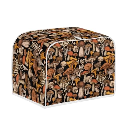 Jeiento Toaster-Abdeckung, brauner Pilz-Toaster, Staubschutz, schmutzabweisend, 4 Scheiben, kleine Brotabdeckung, Universalgröße, Mikrowelle, staubdichte Abdeckung von Jeiento
