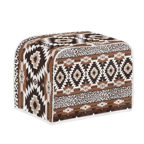 Jeiento Toaster-Abdeckung mit Aztekenmuster, brauner Leopardenmuster, 4 Scheiben, Universalgröße, Mikrowelle, staubdichte Abdeckung von Jeiento