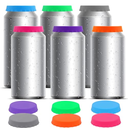 Jeinbuil 6 Stück Getränkedosen Verschluss Dosenverschluss Getränkedosen Silikon Getränkedosen Deckel für Dosen Bierdosen Abdeckung Wiederverwendbares Dosendeckel Getränkedose (Einfarbig) von Jeinbuil