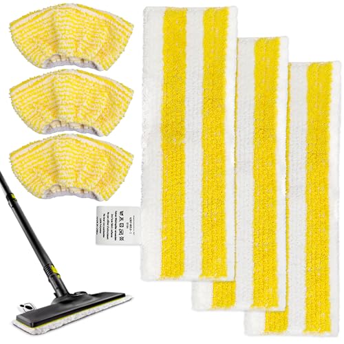 Jeinbuil 6er Set Bodentuchset Zubehör für Kärcher Dampfreiniger SC 2/3/4/5, 3 Bodentücher + 3 Überzüge Klettverschluss-System ist Einfach zu Installieren (3 Bodentücher + 3 Überzüge) von Jeinbuil