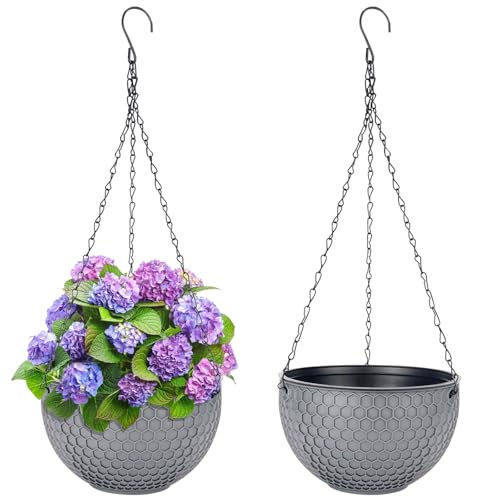 Jeinbuil Hängende Blumentöpfe 2er Set Blumenampel Hängend für Innen und Außen Durchmesser: 21 cm Hängeampel mit Ketten Pflanzenampel von Jeinbuil