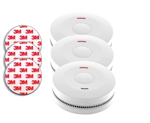 3er Rauchmelder Feuermelder Set, Jeising SD-432 mit langlebiger 10 Jahres Batterie, 3X Magnetpad -TÜV Zertifiziert EN14604, Stummschaltfunktion - kein lästiger und teurer Batterie wechseln nötig von Jeising