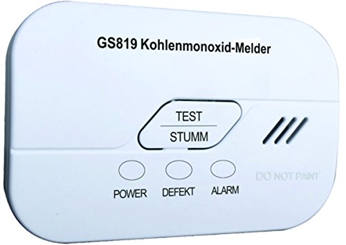 Jeising GS819 CO Melder mit 10 Jahre Elektrochemischer Sensor CO-Gas-Melder gemäß EN50291-1:2010 inklusiv austauschbarer Batterie von Jeising