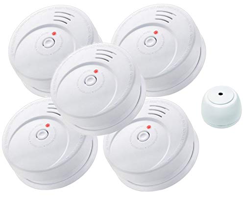 Jeising Rauchmelder 5 er Set GS506 G/Brandmelder/ 10 Jahre Batterie zertifiziert EN14604 + gratis Wassermelder GS158 von Jeising