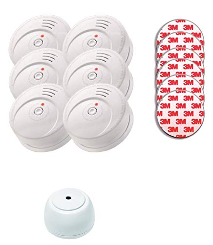 Jeising Sicherheits Set GS506 G 6 er Set Rauchmelder/Brandmelder/ 10 Jahre Batterie KRIWAN Zertifiziert EN14604 inkl. 6 x Magnetbefestigung 3M Premium selbstklebend + gratis Wassermelder GS158 von Jeising