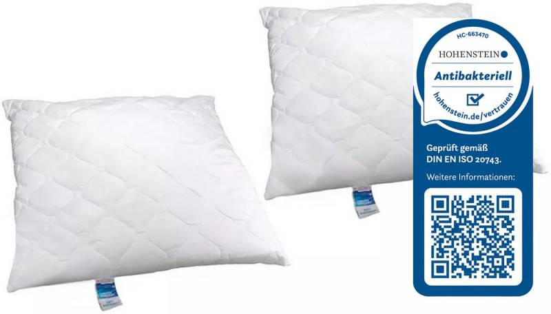 Jekatex Microfaserkissen Antibac, Füllung: 100% Polyesterkugeln (antibakteriell), Bezug: 100% Polyester, Bauchschläfer, Rückenschläfer, Seitenschläfer, 1 oder 2-tlg., Kopfkissen 40x80, 80x80 cm, im Einzel- oder Doppelpack von Jekatex