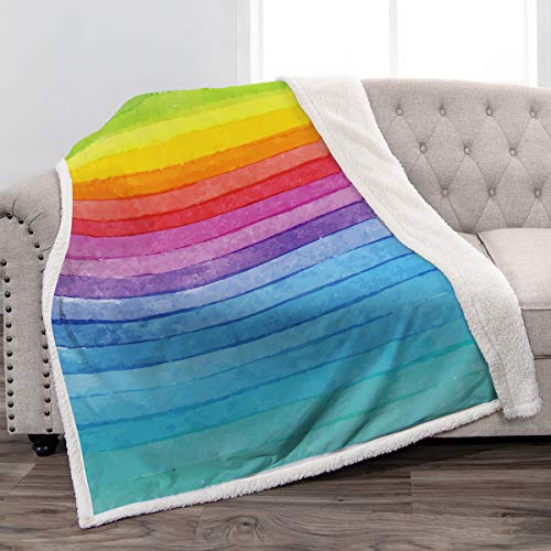 Jekeno Regenbogen-Sherpa-Decke in verschiedenen Farben, glatte weiche Decke für Sofa, Stuhl, Bett, Büro, Reisen, Camping, für Kinder und Erwachsene, 127 x 152,4 cm von Jekeno