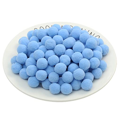JekyTMP 300 Stück 20mm Pompons Zum Basteln Flauschigen PlüSch BäLle Pom Pom BäLle Bunte Pompom Pompon Bunt Mini Pompons BäLle Flauschigen Craft Pom Poms Bunte Flauschige Pompon (Nr. 37 Himmelblau) von JekyTMP