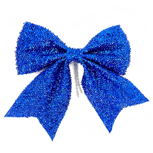 JekyTMP 1 Stück Glitzer Weihnachten Schleifen 14 x 15 cm für Weihnachtsbaum Bogen, Tannenbaum Schleifen, Weihnachtsbaumschmuck Schleifen, Weihnachtsdeko, Weihnachtskranz Dekoschleifen (Blau) von JekyTMP