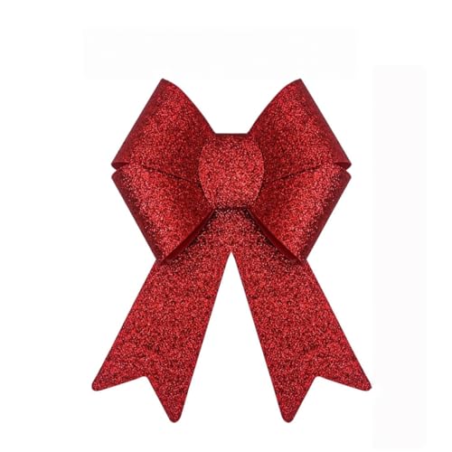 JekyTMP 1 Stück Glitzer Weihnachten Schleifen - 14 x 21 cm Weihnachtsbaum Schmuck, Weihnachtsbaum Schleife, Schleifen Weihnachten Glitzer, Weihnachtskranzdeko für Weihnachten Hochzeit Neuja (Rot) von JekyTMP