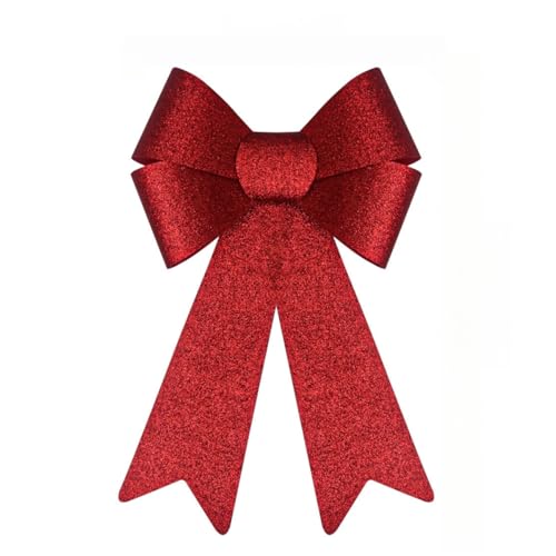 JekyTMP 1 Stück Glitzer Weihnachten Schleifen - 28 x 43 cm Weihnachtsbaum Schmuck, Weihnachtsbaum Schleife, Schleifen Weihnachten Glitzer, Weihnachtskranzdeko für Weihnachten Hochzeit Neuja (Rot) von JekyTMP