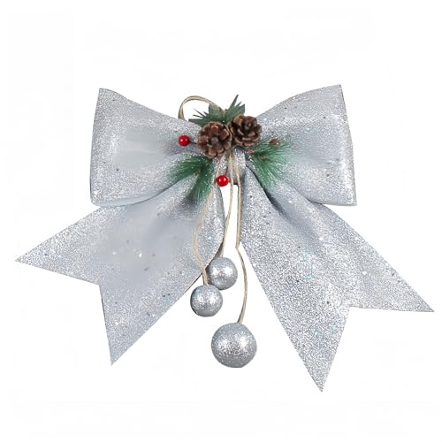 JekyTMP 1 Stück Große Weihnachtsschleifen - 35 x 30 cm Schleife Keine Montage, Weihnachtsbaumschleifen Weihnachtskranzdeko Große Geschenkschleife Weihnachtsbogen für Kranz, Tür & Weihnachten (Silber) JekyTMP 1 Stück Große Weihnachtsschleifen - 35 x 30 cm Schleife Keine Montage, Weihnachtsbaumschleifen Weihnachtskranzdeko Große Geschenkschleife Weihnachtsbogen für Kranz, Tür & Weihnachten (Silber) von JekyTMP