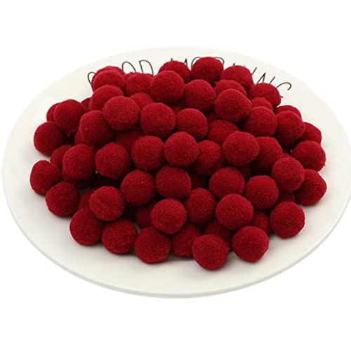 JekyTMP 100 Stück 20mm Pompons Zum Basteln Flauschigen PlüSch BäLle Pom Pom BäLle Bunte Pompom Pompon Bunt Mini Pompons BäLle Flauschigen Craft Pom Poms Bunte Flauschige Pompon (Nr. 42 Weinrot) von JekyTMP