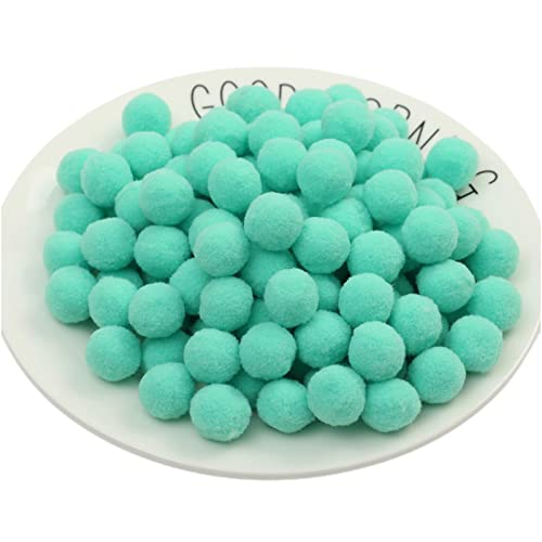 JekyTMP 100 Stück 25mm Pompons Zum Basteln Bunt Mini Pompons Flauschigen PlüSch BäLle Pom Pom BäLle Bunte Pompom Pompons BäLle Flauschigen Craft Pom Poms Bunte Flauschige Pompon (Nr. 16 Mintgrün) von JekyTMP