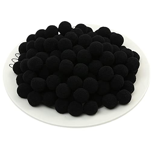 JekyTMP 1000 Stück 1 cm Pompons Zum Basteln Bunte Pompom Pompons Pom Pom BäLle Flauschigen PlüSch BäLle Bunt Mini Pompons Kleine Pompons Craft Pom Poms (Nr. 29 Schwarz) von JekyTMP