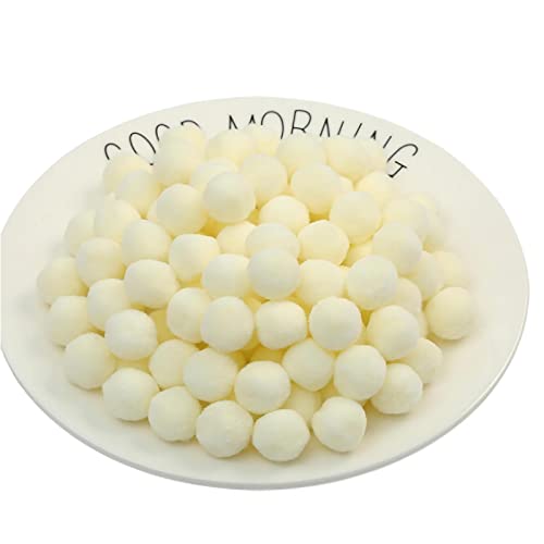JekyTMP 1000 Stück 20mm Pompons Zum Basteln Flauschigen PlüSch BäLle Pom Pom BäLle Bunte Pompom Pompon Bunt Mini Pompons BäLle Flauschigen Craft Pom Poms Bunte Flauschige Pompon (Nr. 10 Milchweiß) von JekyTMP