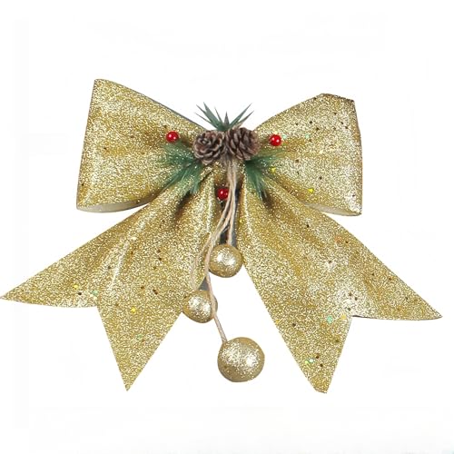 JekyTMP 2 Stück Große Weihnachtsschleifen - 35 x 30 cm Schleife Keine Montage, Weihnachtsbaumschleifen Weihnachtskranzdeko Große Geschenkschleife Weihnachtsbogen für Kranz, Tür & Weihnachten (Gold) JekyTMP 2 Stück Große Weihnachtsschleifen - 35 x 30 cm Schleife Keine Montage, Weihnachtsbaumschleifen Weihnachtskranzdeko Große Geschenkschleife Weihnachtsbogen für Kranz, Tür & Weihnachten (Gold) von JekyTMP