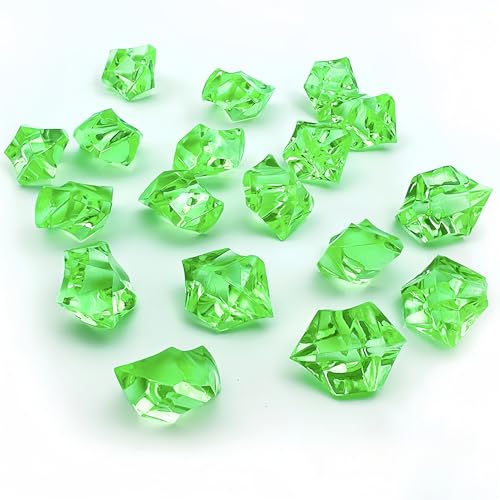JekyTMP 210 Stück Premium Acrylic Crystal Gems for Party and Wedding Decorations – Transparent Diamonds for DIY Crafts, Table Centerpieces, and Vase Filler – Versatile Acrylic Gems (Leuchtend Grün) von JekyTMP