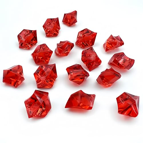 JekyTMP 240 Stück Decorative Acrylic Diamond Gems – Colorful Transparent Crystals for Wedding Table Decor, DIY Craft Projects, Party Favors, and Home Accents – Premium Quality Acrylic Gems (Rot) von JekyTMP