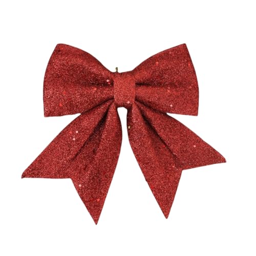 JekyTMP 4 Stück Glitzer Weihnachten Schleifen - 15 x 20 cm Weihnachtsbaum Schleife, Weihnachtsbaum Schmuck, Schleifen Weihnachten Glitzer, Weihnachtskranzdeko für Weihnachten Hochzeit Neuja (Rot) von JekyTMP