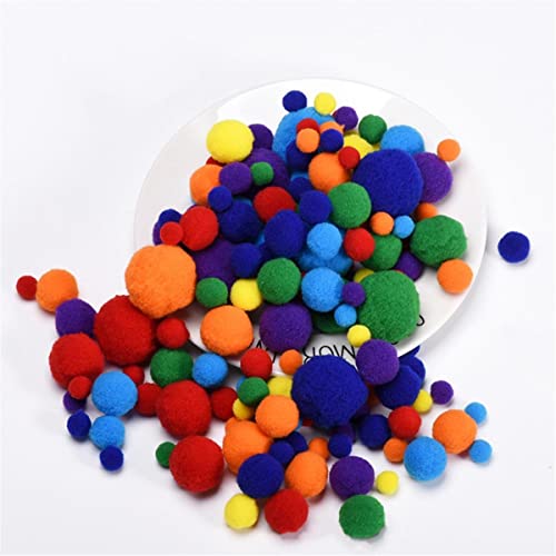 JekyTMP 400 Stück 10-30mm Pompons Bunte Pompom Pom Pom BäLle Pompons Zum Basteln Bunt Mini Pompons Kleine Mini-Pompons Craft Pom Poms Bunte Flauschige Pompons (Tiefer Regenbogen) von JekyTMP