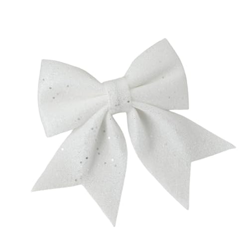 JekyTMP 5 Stück Glitzer Weihnachten Schleifen - 15 x 20 cm Weihnachtsbaum Schleife, Weihnachtsbaum Schmuck, Schleifen Weihnachten Glitzer, Weihnachtskranzdeko für Weihnachten Hochzeit Neuja (Weiß) von JekyTMP