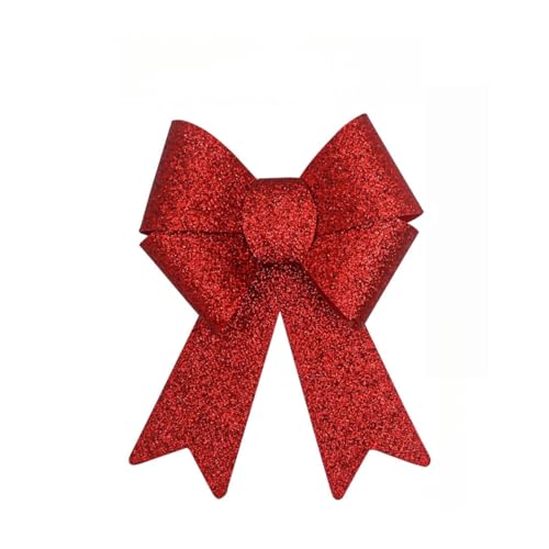 JekyTMP 6 Stück Glitzer Weihnachten Schleifen - 10 x 15 cm Weihnachtsbaum Schmuck, Weihnachtsbaum Schleife, Schleifen Weihnachten Glitzer, Weihnachtskranzdeko für Weihnachten Hochzeit Neuja (Rot) von JekyTMP
