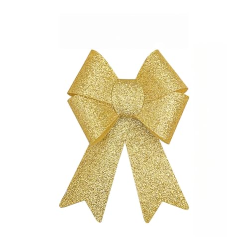 JekyTMP 7 Stück Glitzer Weihnachten Schleifen - 10 x 15 cm Weihnachtsbaum Schmuck, Weihnachtsbaum Schleife, Schleifen Weihnachten Glitzer, Weihnachtskranzdeko für Weihnachten Hochzeit Neuja (Gold) von JekyTMP