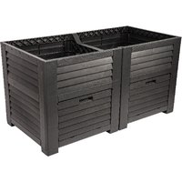 Hochbeet mit 2 Staufächern, ca. 150 x 76 x 78 cm - Anthrazit von Jelenia Plast