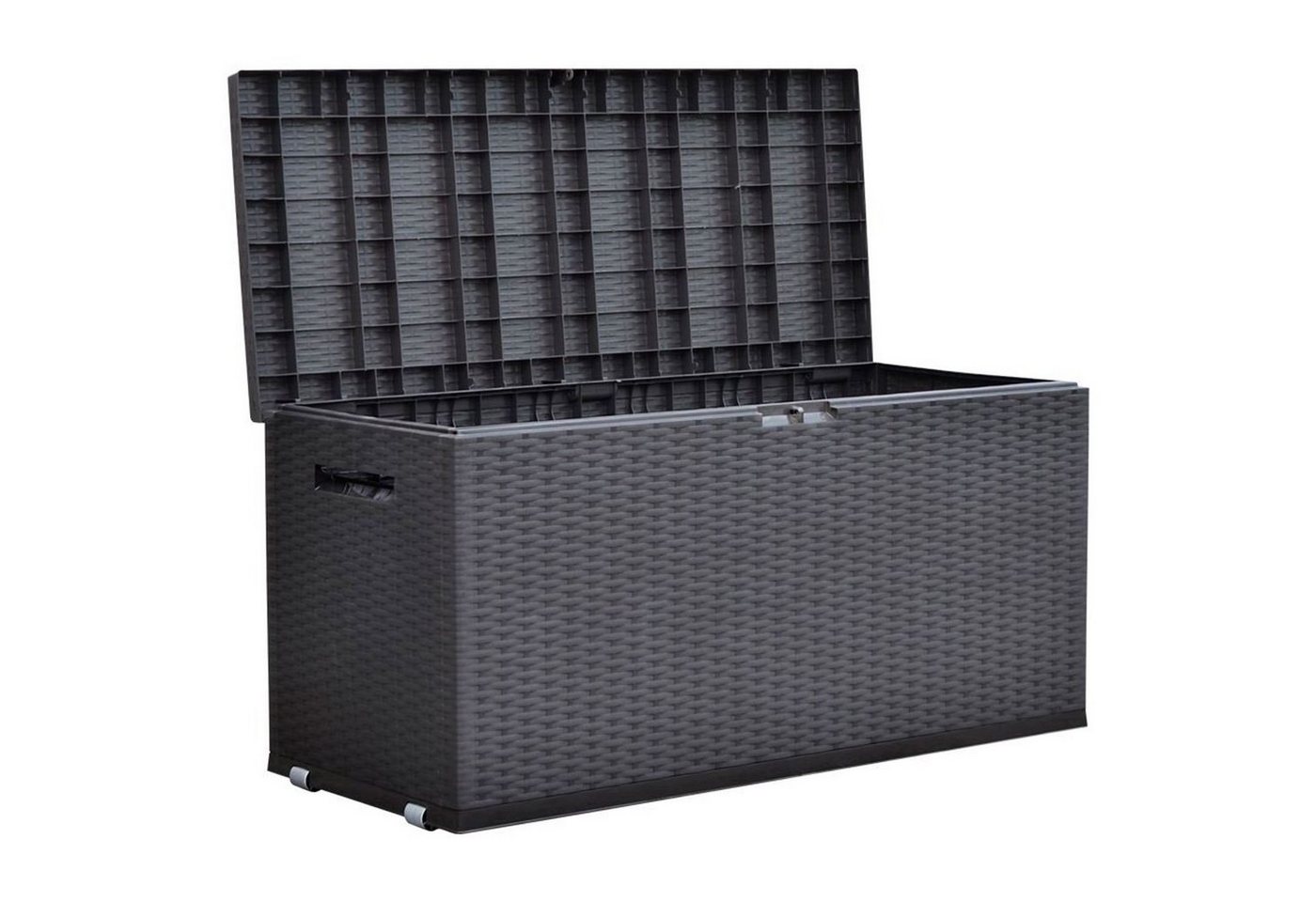 Jelenia Plast Aufbewahrungsbox Gartentruhe Rattan-Design Rollbox Auflagenbox Kissen Aufbewahrung Truh von Jelenia Plast