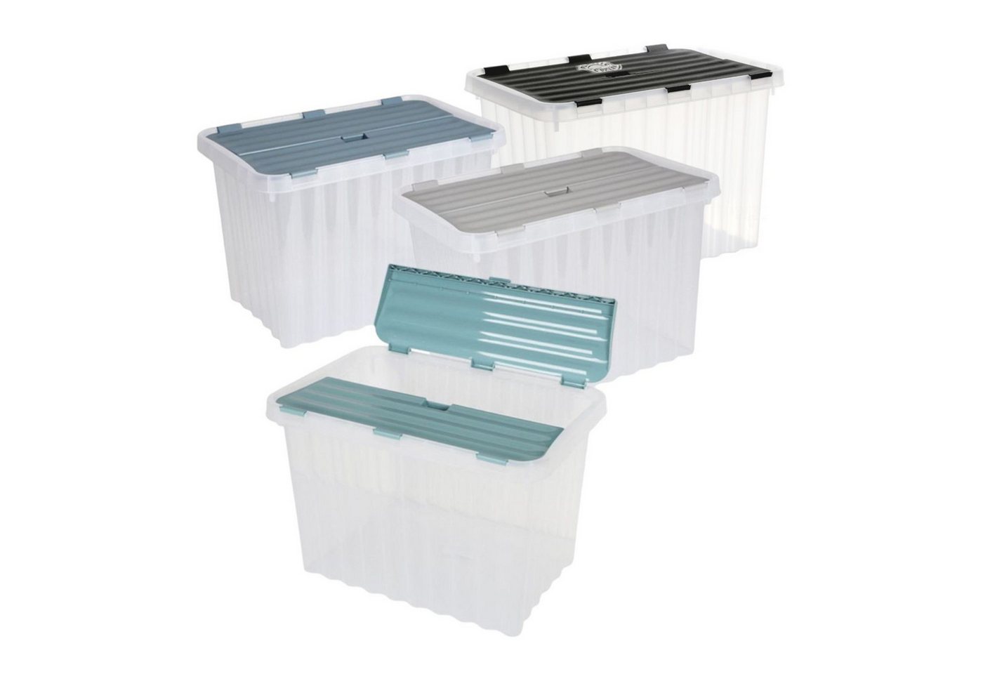 Jelenia Plast Aufbewahrungsbox Wellenbox m.Klappdeck.88L ca.60x45xH45cm transparent von Jelenia Plast