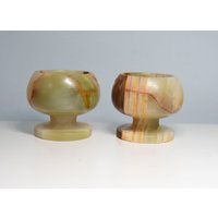 Vintage Onyx Marmor Schnapsgläser Oder Kerzenhalter - 2Er-Set Vintage Onyx Marmor Schnapsgläser Oder Kerzenhalter - 2Er-Set von Jelifem