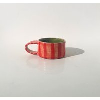 Keramik Espressotasse, Streifenbecher, Handgemachte Espressotassen-Set, Geschenk Für Kaffeeliebhaber, Kaffeetasse, Weihnachtsgeschenk von JellyBeanCeramics