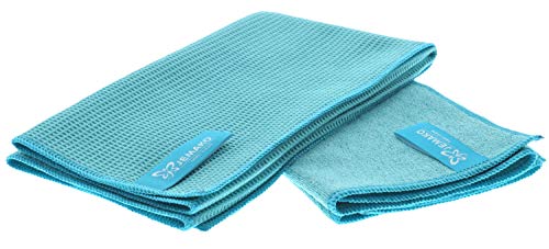 Jemako 2er Set | Trockentuch klein (40 x 45 cm | Profituch Plus klein (35 x 40 cm) | Nass- & Trocken-Set | inkl. Sinland feinmaschiges Wäschenetz (Türkis) von Jemako