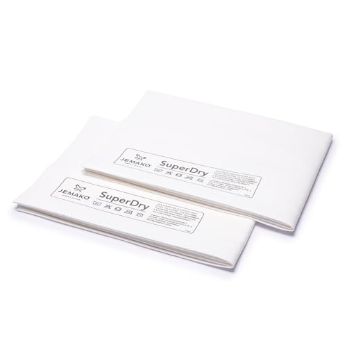 Jemako Abledertuch 40 x 45 cm Doppelpack - Spezial Trockentuch für sehr empfindliche Oberflächen - weiß/grau inkl. Feinwäschenetz von Jemako