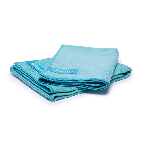 Jemako Nass und Trocken-Set Türkis, Trockentuch und Profituch Plus S - Mikrofasertücher für Ihren Haushalt - Perfekt für Fenster, Glas, Fliesen, Geschirr und Keramik - Streifenfrei Fenster putzen von Jemako