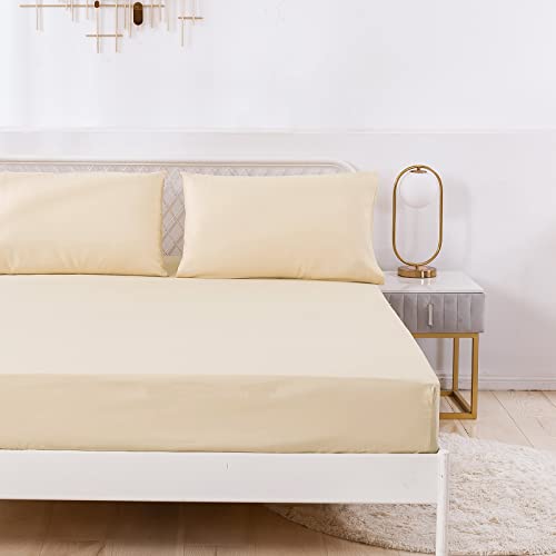 Jemiipee Spannbettlaken Einfarbig 160x200 cm für Matratzen bis 35cm, Betttuch Leintuch Weiche Polyester-Mikrofaser Bettlaken Beige Jemiipee Spannbettlaken Einfarbig 160x200 cm für Matratzen bis 35cm, Betttuch Leintuch Weiche Polyester-Mikrofaser Bettlaken Beige von Jemiipee